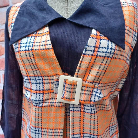 Zazie plaid dress with long vest - Picture 5 of 7